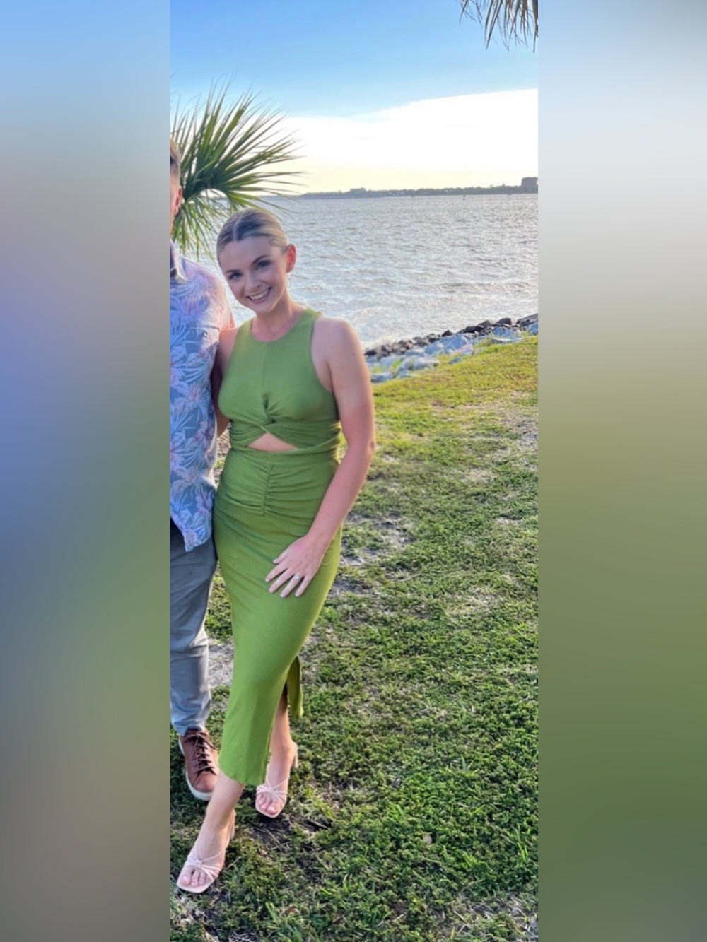Green Twist Front Maxi Dress - Women's